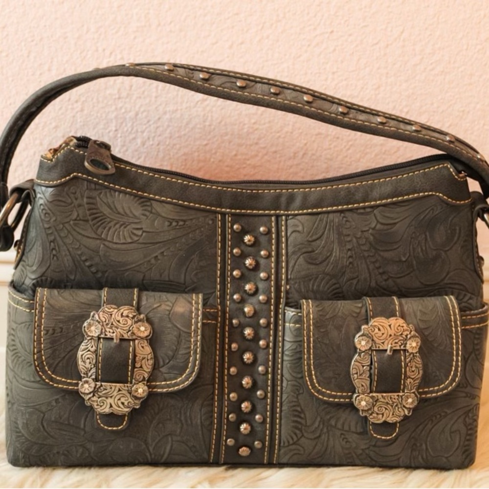 Montana West purse. Gray with gray studs.